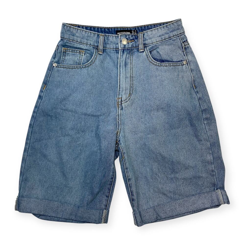 PrettyLittleThing Blue High Waist Bermuda Jean Shorts Women’s 4